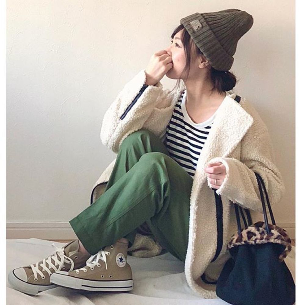 秋 カジュアル シンプル レトロ ナチュラル ゆるカジで使えるカーキ ニット帽 14 イチヨンプラス X Urban Research