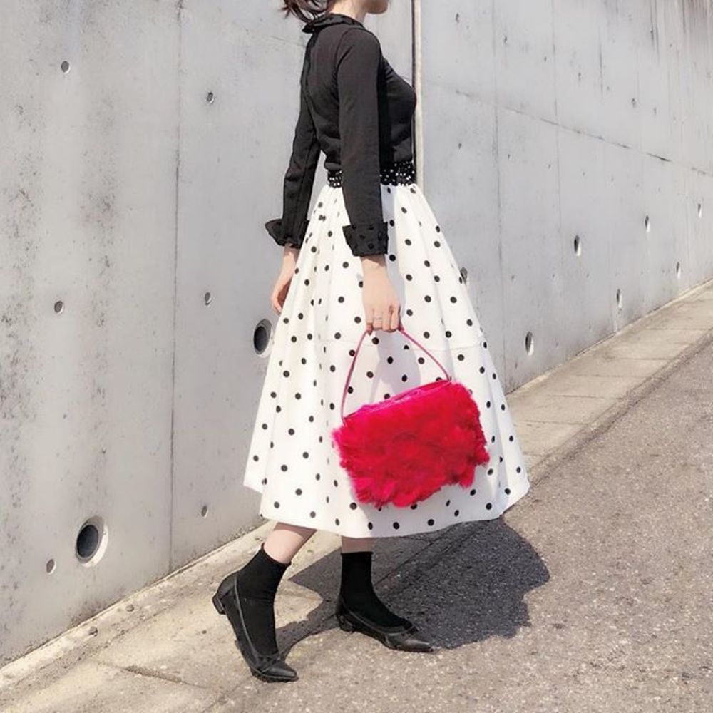 akiki アキキ POLKA DOTS SKIRT ポルカドット スカート - ロングスカート