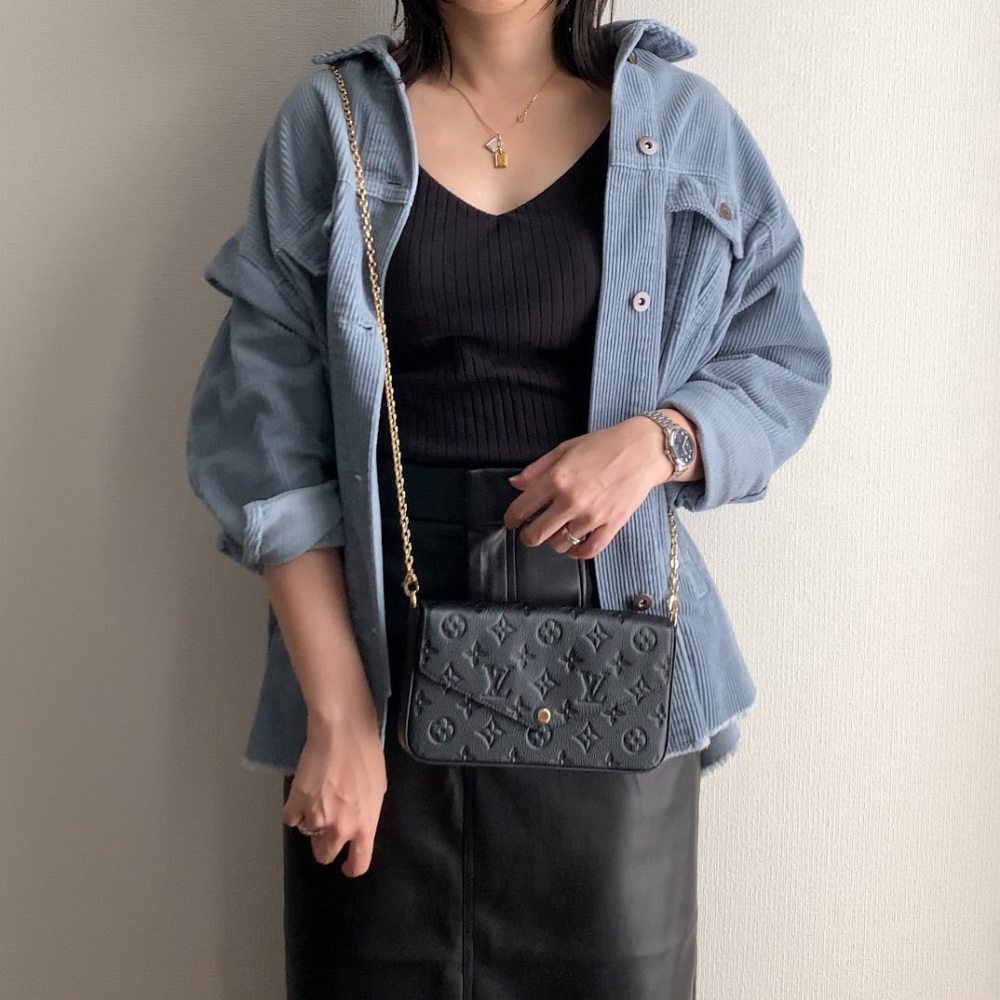 ブラック チェーン チェーンバッグ モノグラム Louis Vuitton（ルイ・ヴィトン） x 無地 ZARA（ザラ） ブルー ジャケット