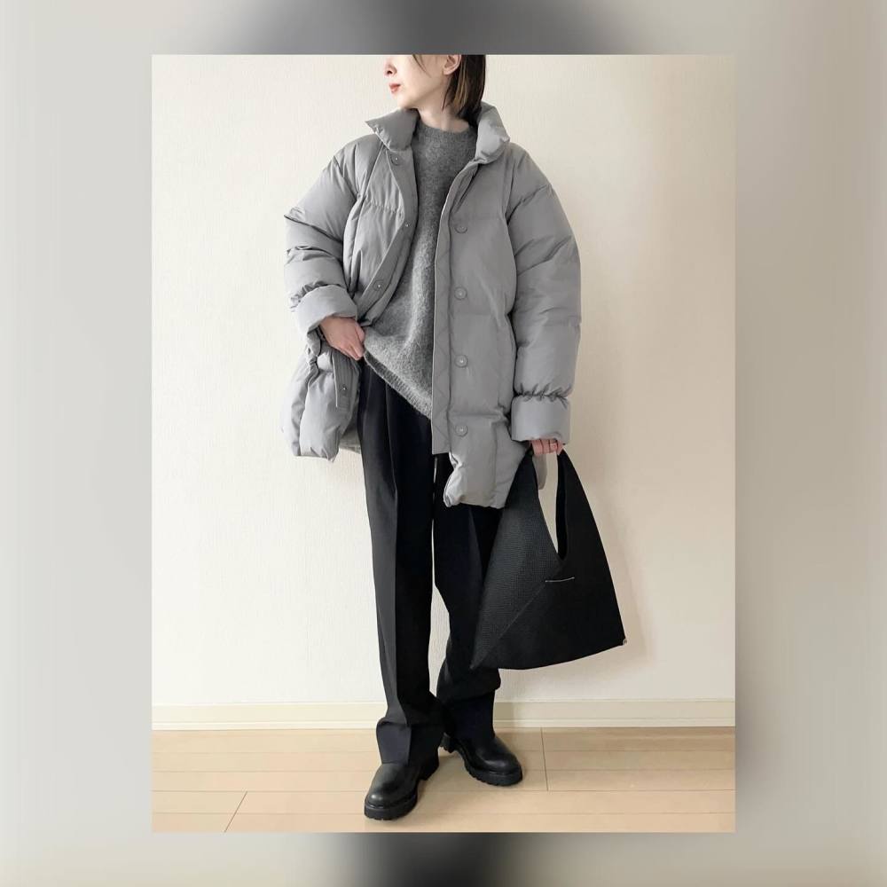 DANTON フード付きダウンジャケット 38 グレー グレー ダウンジャケット フード付き Danton フード付きダウンコート