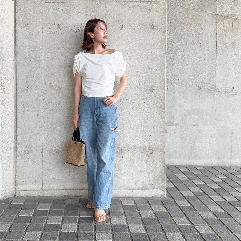 ワンショルダー半袖Tシャツ シンプルお洒落コーデに最適アイテム tシャツ シンプルワンショルTシャツ レディース : ZOZOTOWN