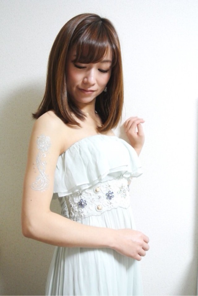 白レース×ネイビーオフショルワンピース レディース stdl063a_1a.jpg