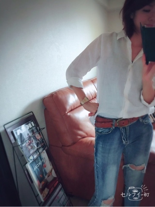 ボーイッシュデニムとシャツコーデ♡