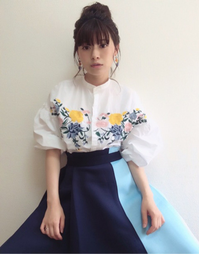 Sサイズ】ZARA WOMAN スキッパーシャツ ブラウス 花柄 ブルー系