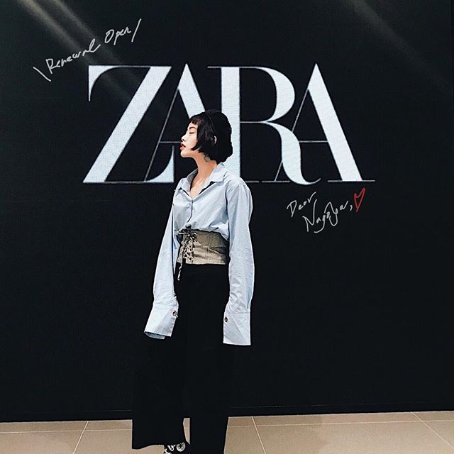 ロングスリーブ オーバーシャツ x ZARA（ザラ） コルセットベルト x