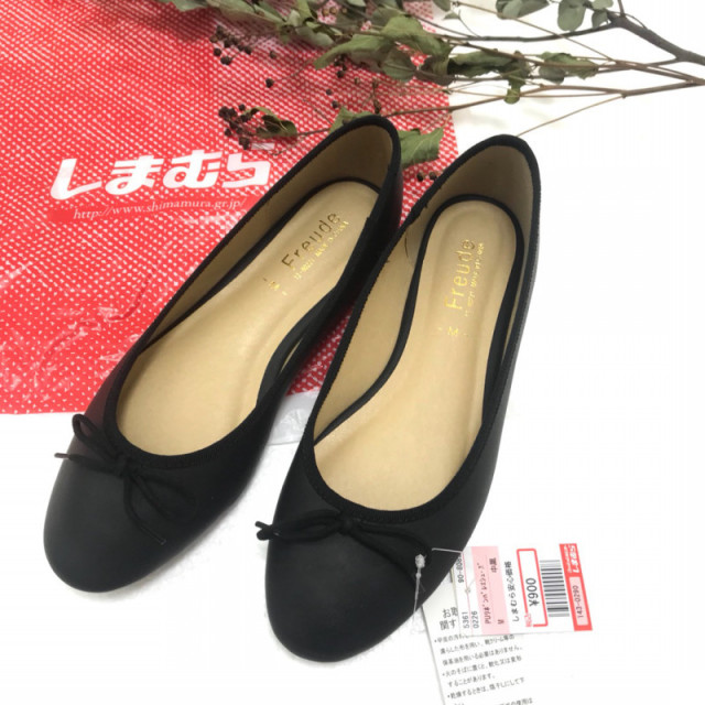 フェミニン ガーリー シンプル ナチュラル きれい系で使えるブラック しまむら バレエシューズのファッションアイテム A