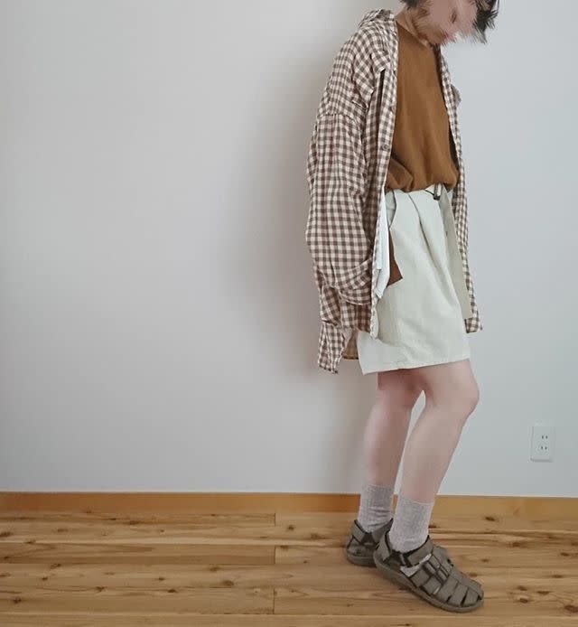オーバーサイズチェック柄シャツ(ブラウン) | COPINE