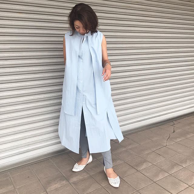 ホワイト ノースリーブ ロング シャツワンピース my clozette（マイ