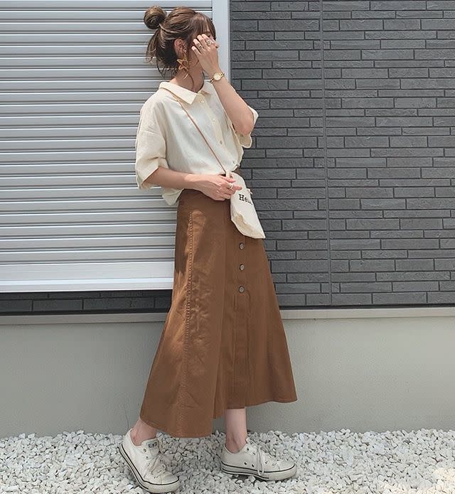 動きやすいチノフレアスカートはアクティブデートに最適♡