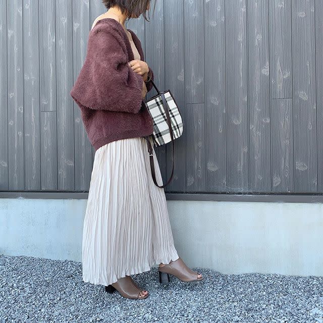 ボアアウター×ロングスカートでしっとり大人コーデ