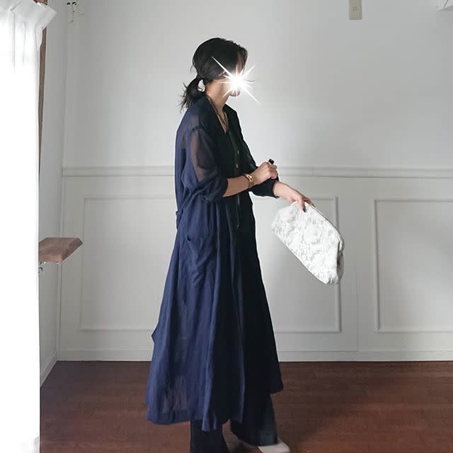 【50代におすすめ3】紺（ネイビー）のシアーワンピース