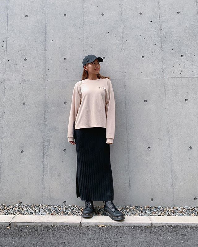 「ロンT」活用術4／「Iライン＆帽子」でシンプルコーデをスタイルアップ