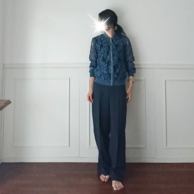 ネイビー レース ブルゾン ZARA（ザラ） x パンツ ワイド ネイビー