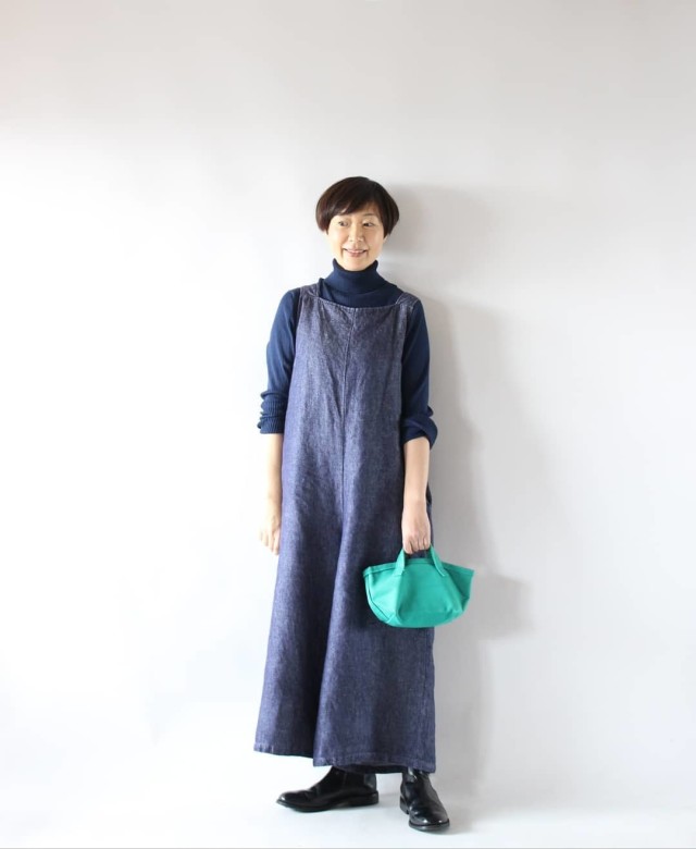 ネイビー サロペット fog linen work（フォグリネンワーク） x SANDERS