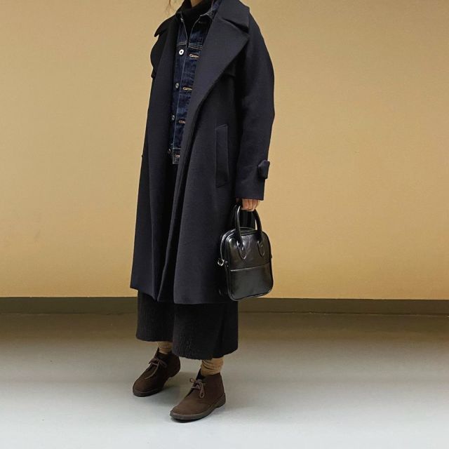 デニムジャケット×ロングコート