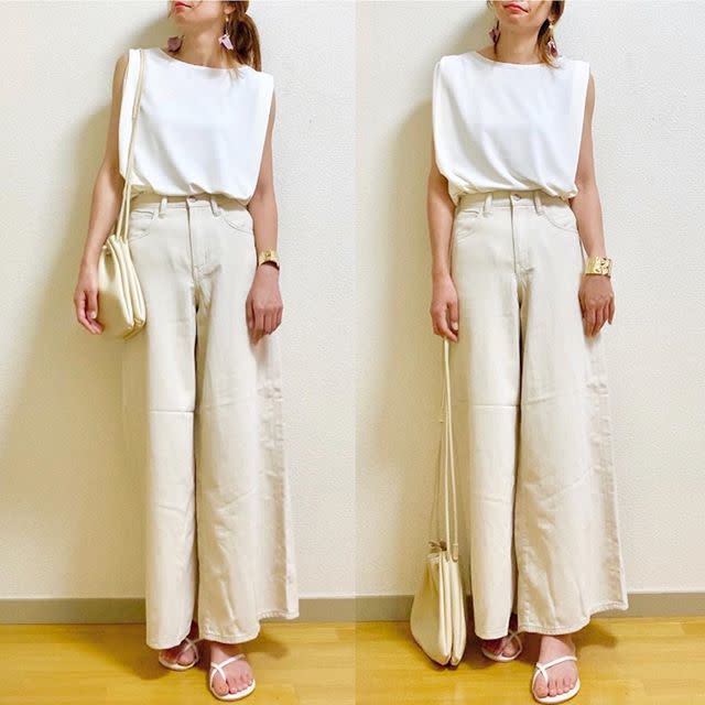 「ホワイト×ホワイト」で仕上げる夏のワンツーコーデ