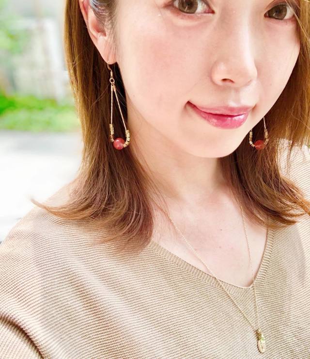 ゴールド ネックレス 無地 チェーン ストーン メダル NATURAL JEWELRY