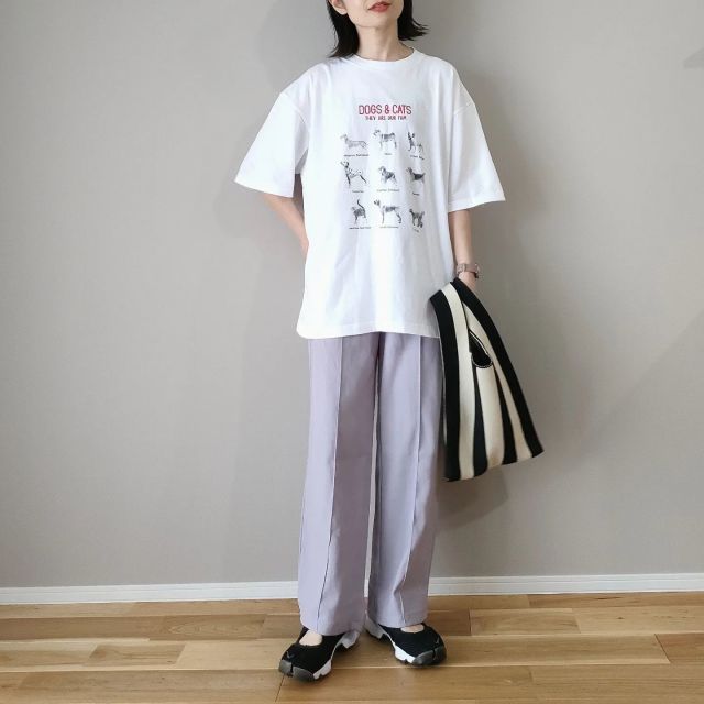【4】だぼっとした半袖Tシャツ×パンツ