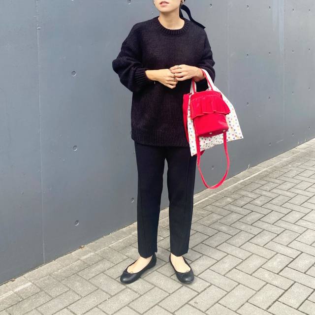 レッド フリル 無地 バケツバッグ setsuko sagittaire(セツコ レッド フリル 無地 バケツバッグ setsuko sagittaire(セツコ