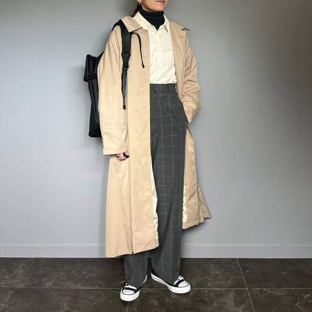 4｜ワイドパンツ×ステンカラーコート