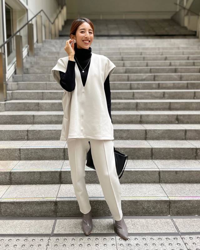 【タートルネックニット×ジレ・ベスト】60cmくらいのペンダントネックレス
