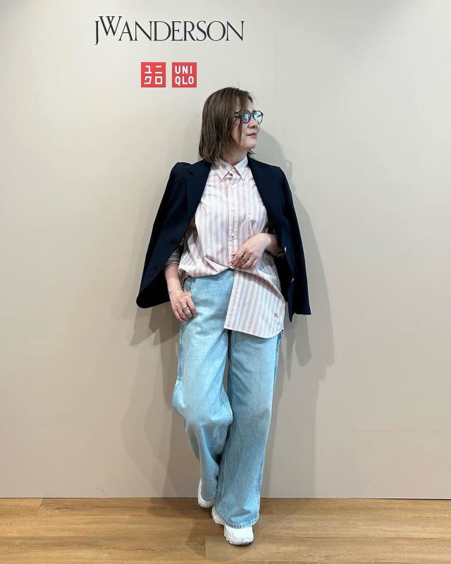 ネイビー 長袖 ジャケット 無地 テーラード UNIQLO（ユニクロ） JW