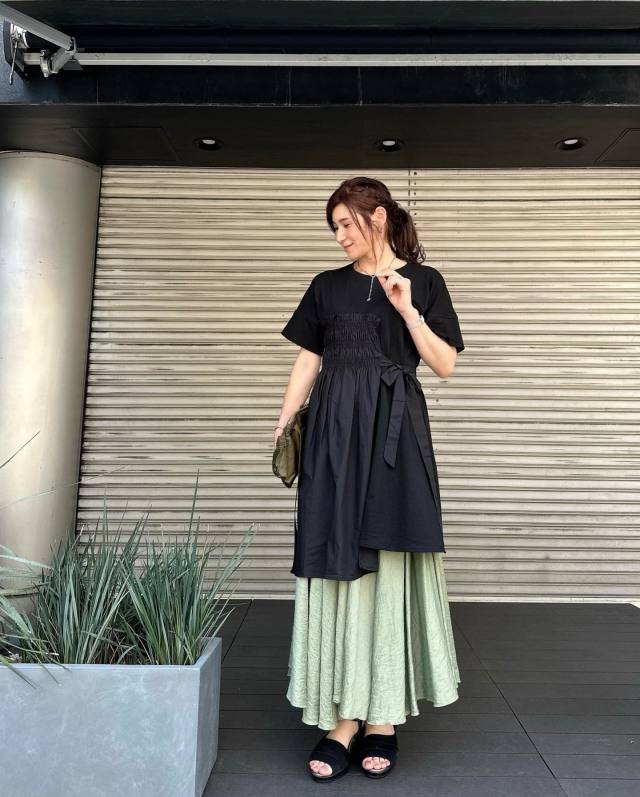 チュニックワンピース×スカート