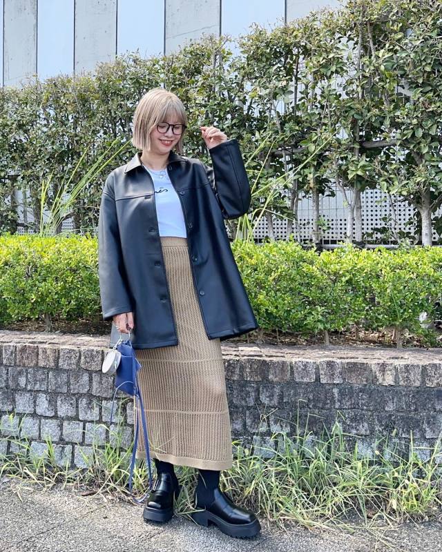 【40代50代におすすめ1】ジャケットタイプのレザーアウターでより大人っぽく！