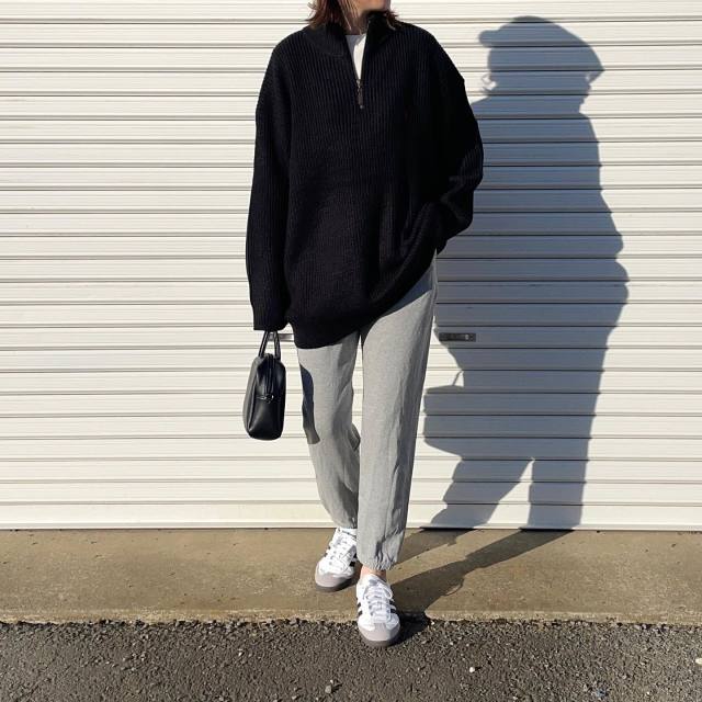 ハーフジップニット