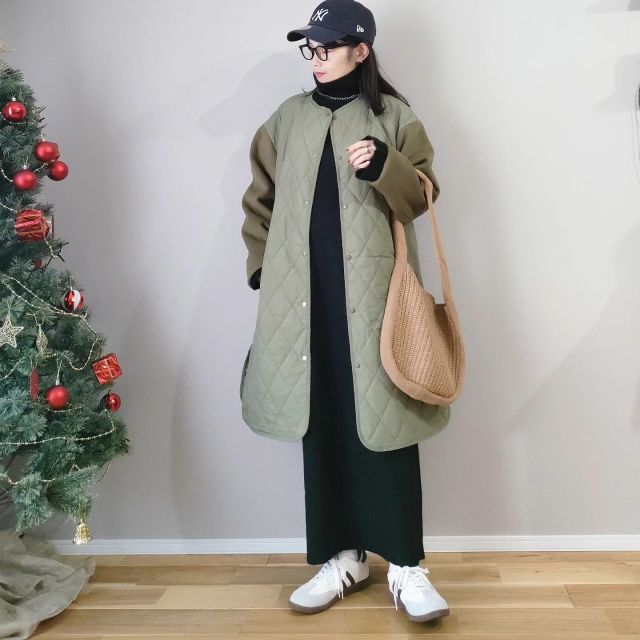 3｜Iラインワンピース×キルティングコート・ダウンコート