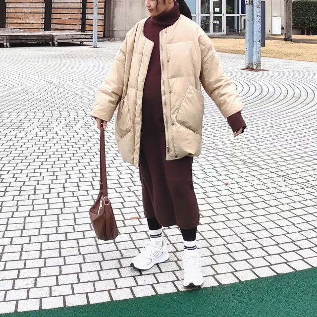 3｜Iラインワンピース×キルティングコート・ダウンコート