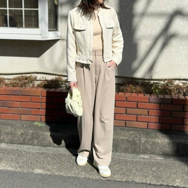 2｜ワイドパンツ×ノーカラージャケット