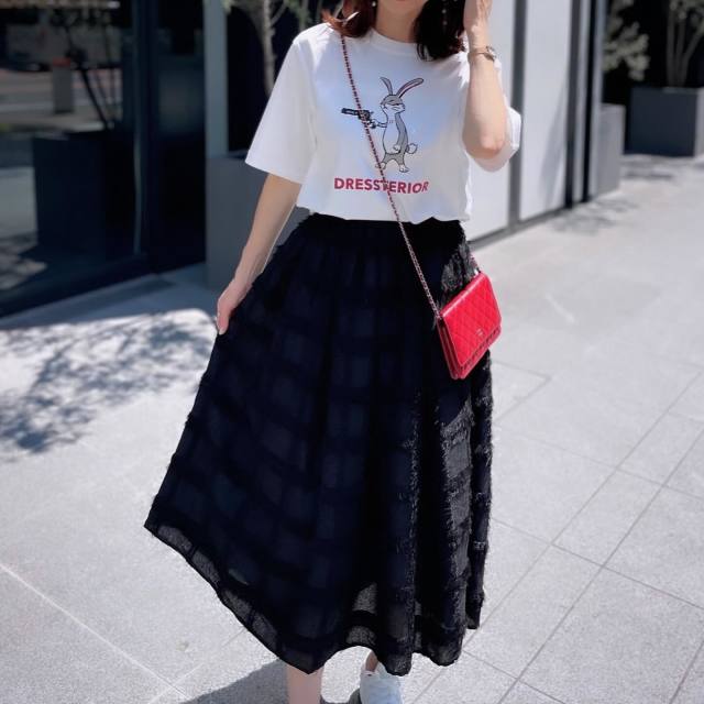 【黒スカート全般に合う夏トップス1】白の半袖Tシャツ