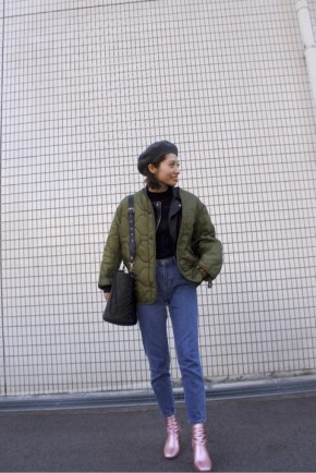 カーキ ノーカラー ショートコート キルトのコーディネート一覧 Cbk カブキ