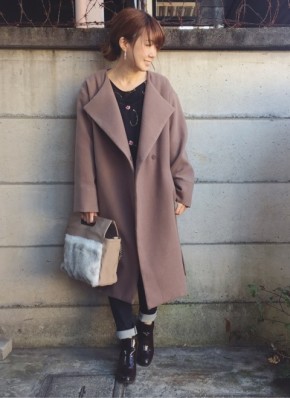 コート ロング ノーカラー オーバーサイズ ライトモカのコーディネート一覧 Cbk カブキ