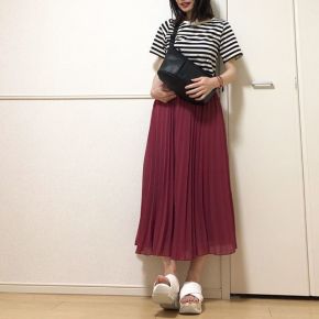 現在 吸収 マリン ボルドー スカート Washi Sakura Jp