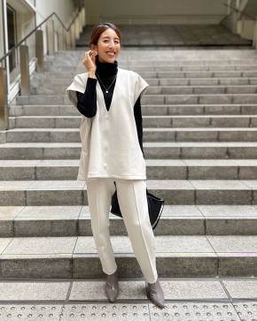 【タートルネックニット×ジレ・ベスト】60cmくらいのペンダントネックレス