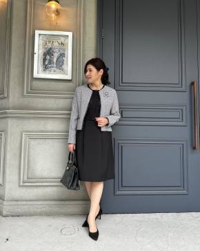 グレー ノーカラー ツイード ジャケットのコーディネート一覧  