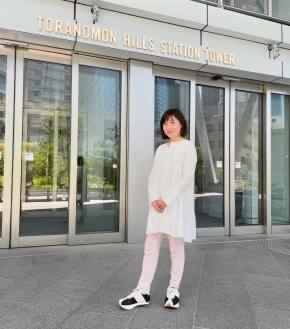 チュニックワンピース×スキニーパンツ