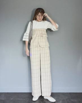2|布帛(ふはく)のベアトップのセットアップ
