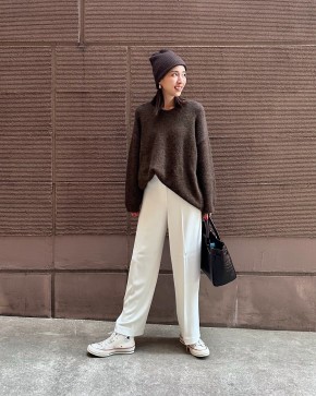 ブラウン ニットのコーディネート一覧（レディース） | #CBK 