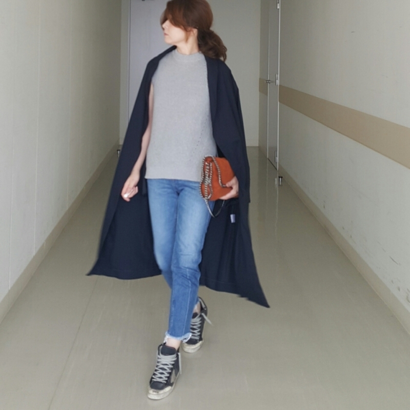 ネイビー ロングカーディガン sophila(ソフィラ) x UNIQLO