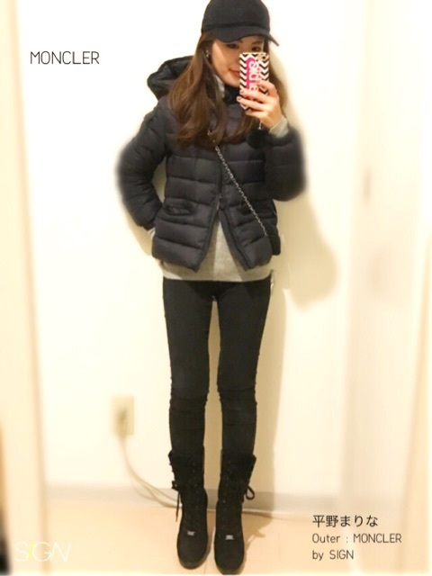 Moncler 黒 ニットセーター デートコーデモンクレール
