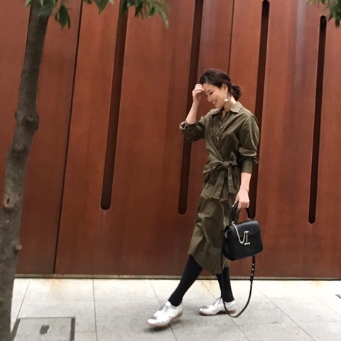 Parc.1 ブラック×カーキ　シャツワンピース　SIZE1 ガーゼシャツワンピース | ガーゼの着心地にこだわったブラック