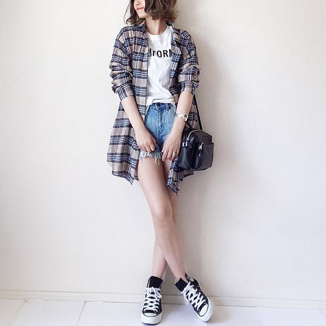 agnes b gomme paris チェックシャツ　ブラック ギンガムチェックシャツ（シャツ/ブラウス）｜antiqua