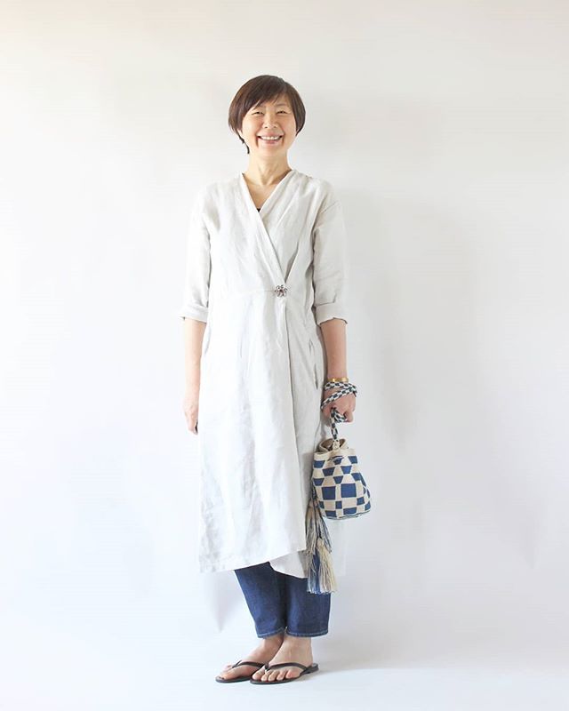 新品セール fog linen work FLW リネン カシュクール ワンピース