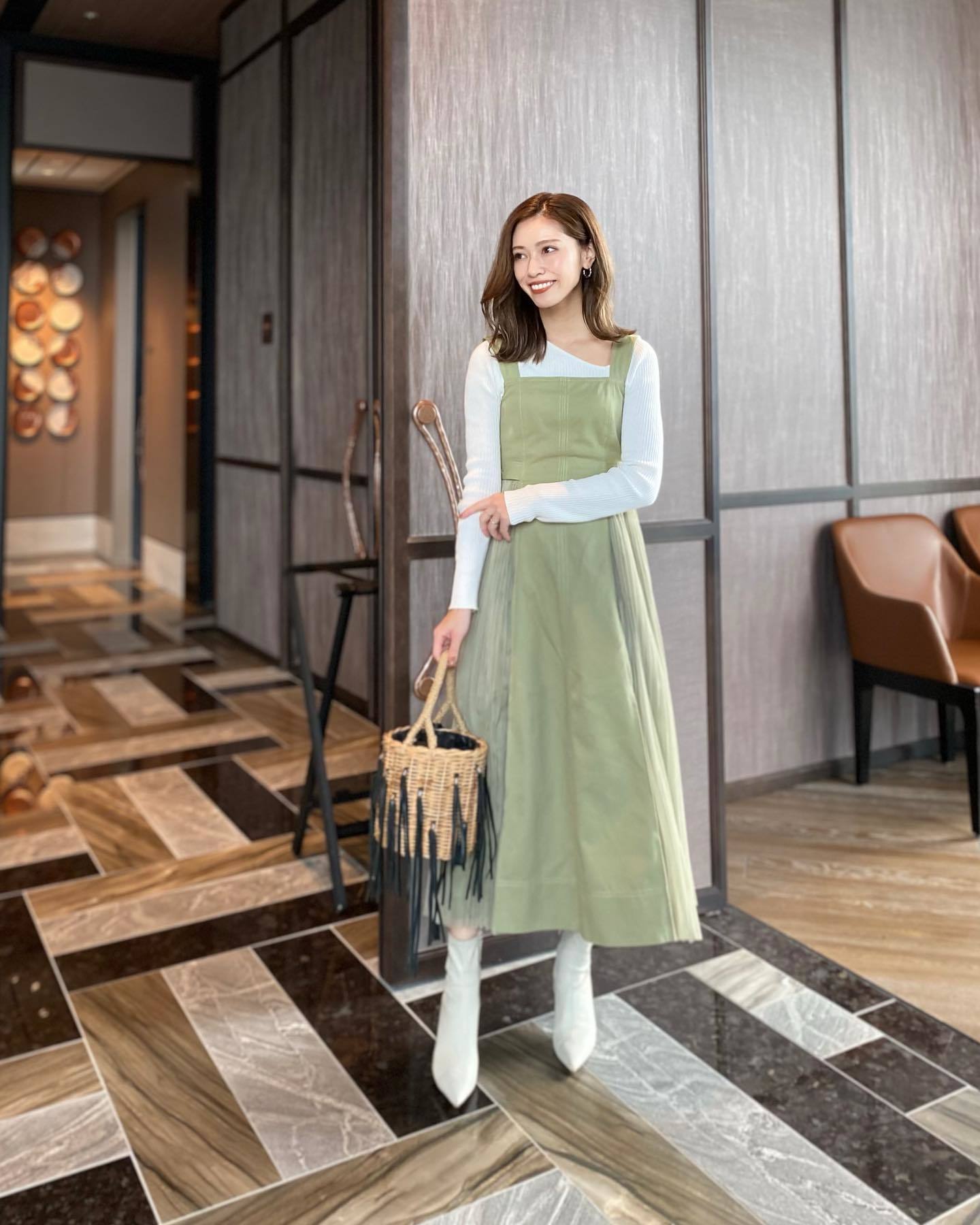 CHANEL BOUTIQUE カーキーグリーン　スカート snt-04874.jpg