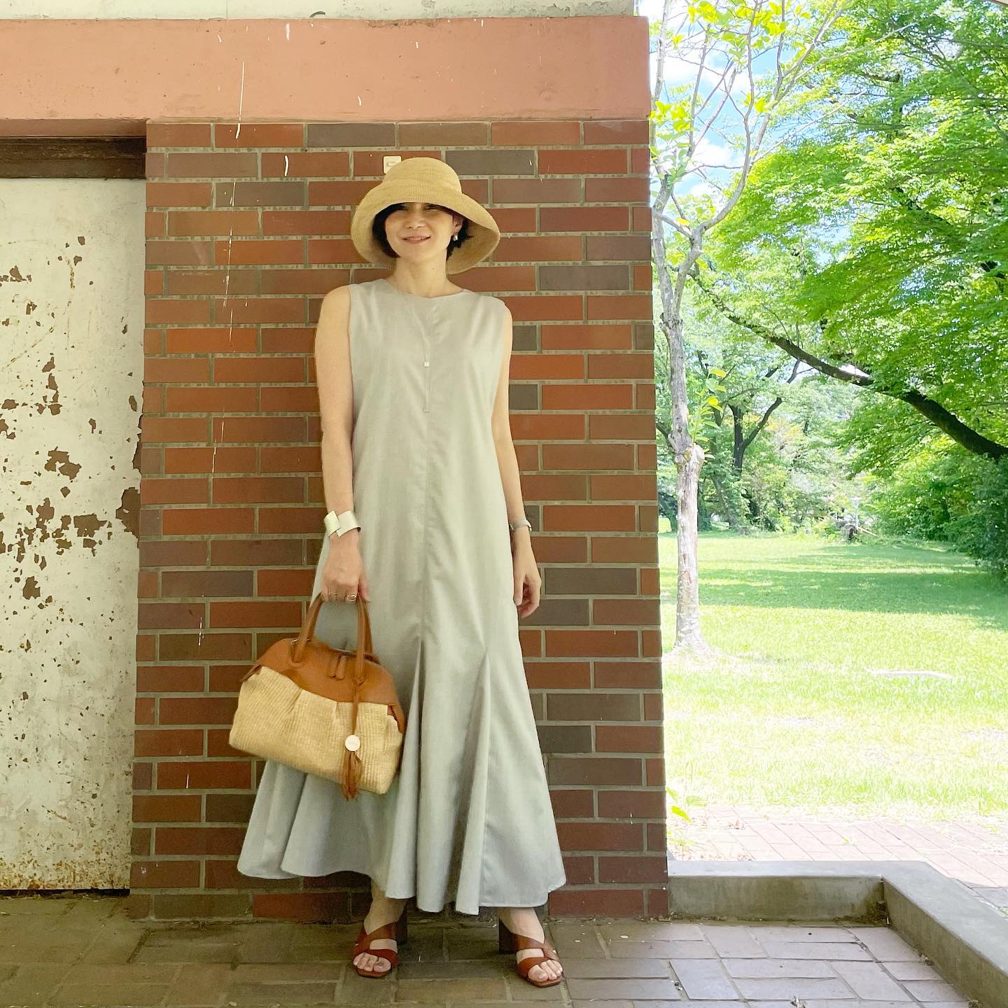 ベージュ カゴバッグ 無地 FURLA（フルラ） x 無地 meri（ミーリー 
