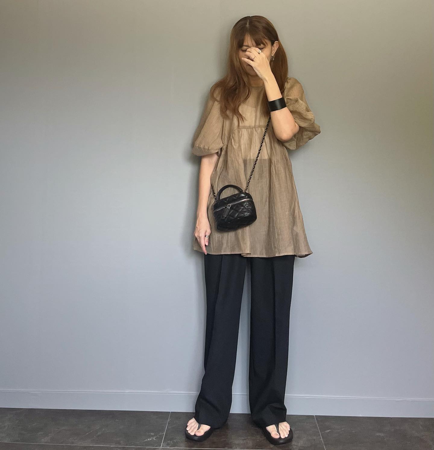 ボリュームスリーブチュニック モカ 1 （大きいサイズレディース  