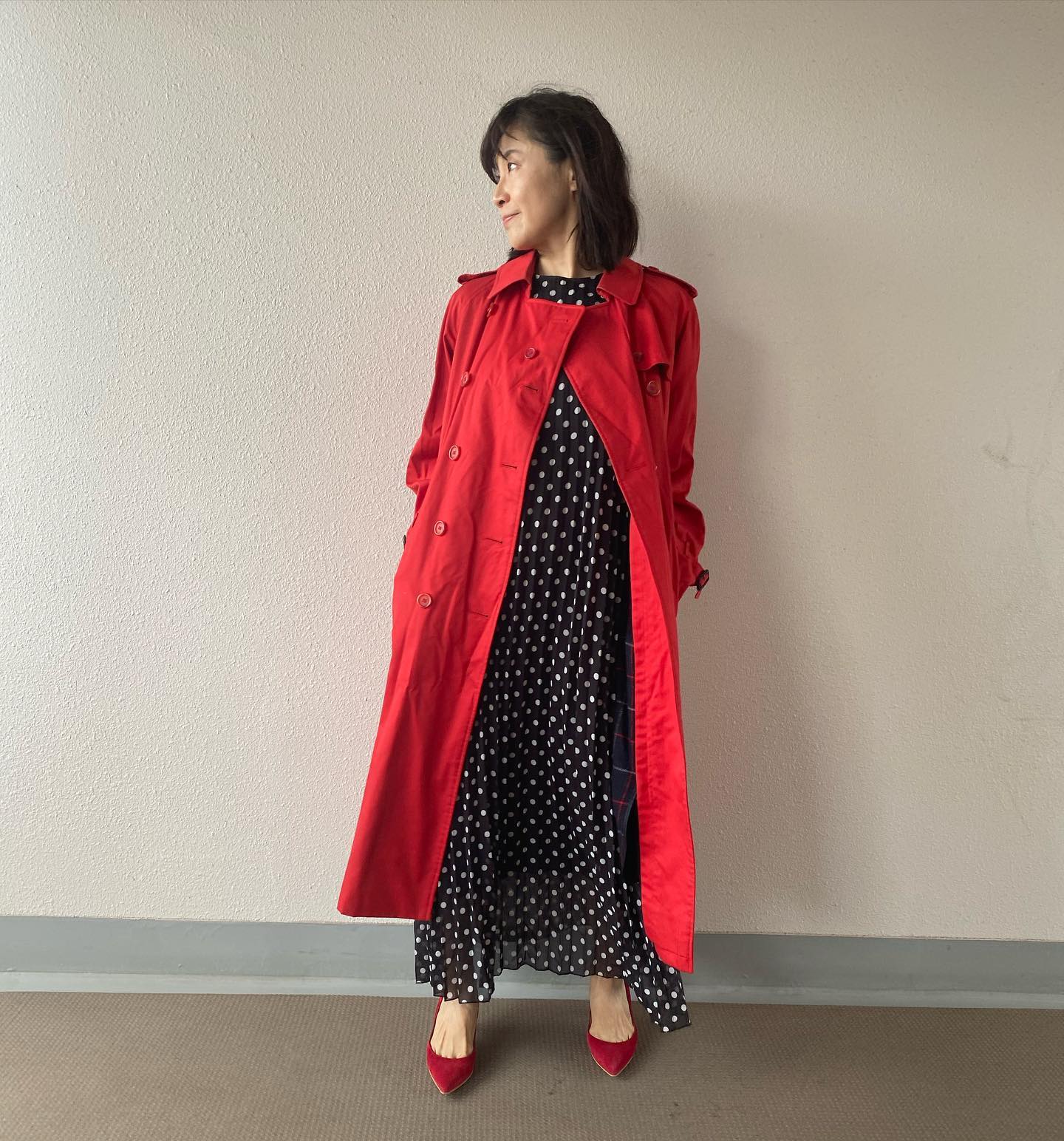 長袖 レッド ロング 無地 トレンチコート BURBERRY（バーバリー） x